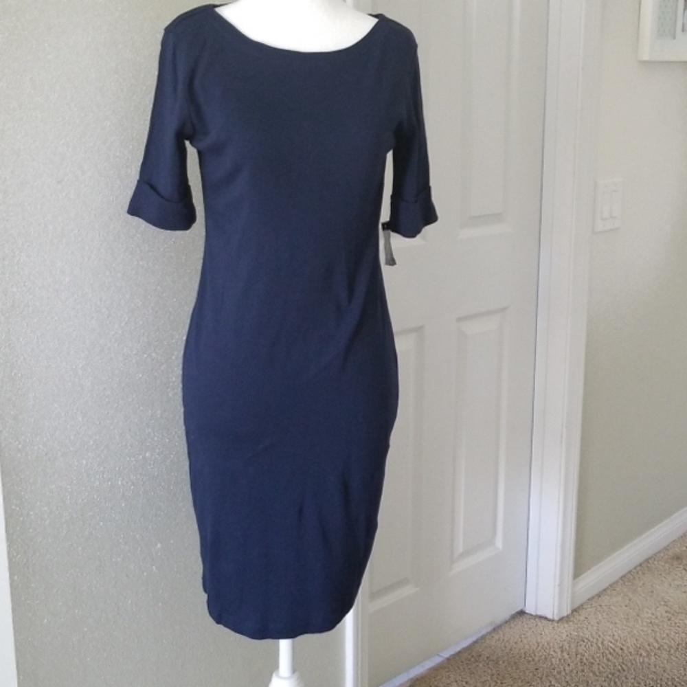 Bnwt Karen Scott Boatneck Roll-Sleeve Dress
